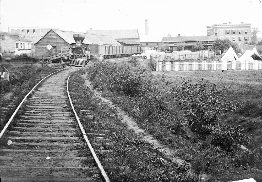Photograph of Culpeper Court House, Virginia Freight train on Orange and Alexandria Railroad during the 2nd Bull Run Campaign, 1862 