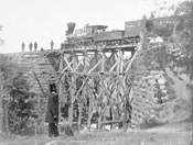 Bridge on  Orange & Alexandria  Virginia Railroad,  as repaired by army engineers under  Colonel Herman Haupt