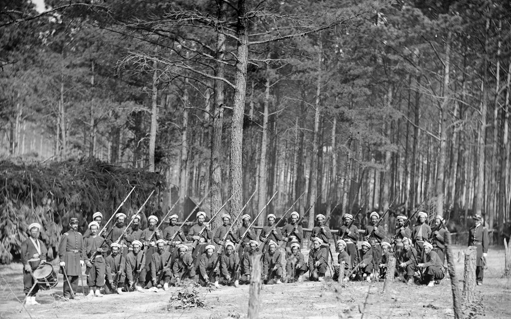Petersburg, Va. Company F, 114th Pennsylvania Infantry (Zouaves) with fixed bayonets